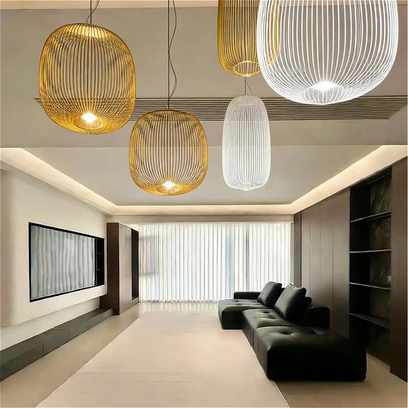 Ameican Birdcage Villa Metal LED Pendant Light Design Artistic Style Lamp for Home Decor Hotel Exhibition Living Room Chandelier