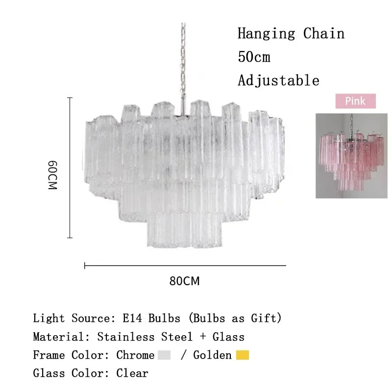 Luxury Italian Crystal Strips Murano Chandelier Customizable Ceiling Pendant Light for Villa Living Room High-End Home Decor