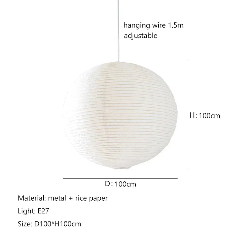 Japanese Style Minimalist Rice Paper Art Chandelier Restaurant Bedroom Hotel Tea Room Pendant Lamp Home Decor Lighting Fixtures