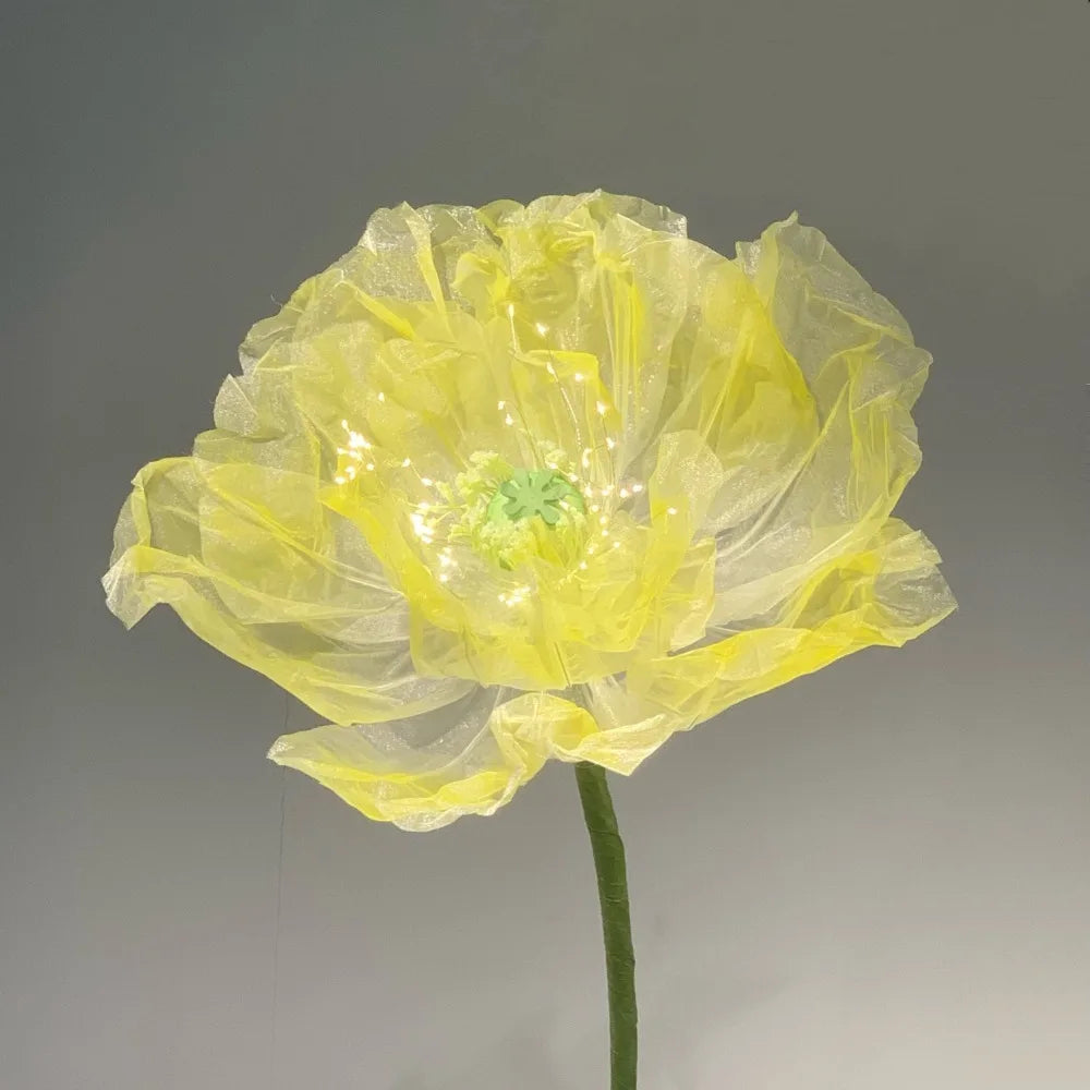 180cm Luminous Poppy Flowers Artificial Flowers Wedding Decor Props Silk Yarn Flower Window Display Garden Decoration Home Decor