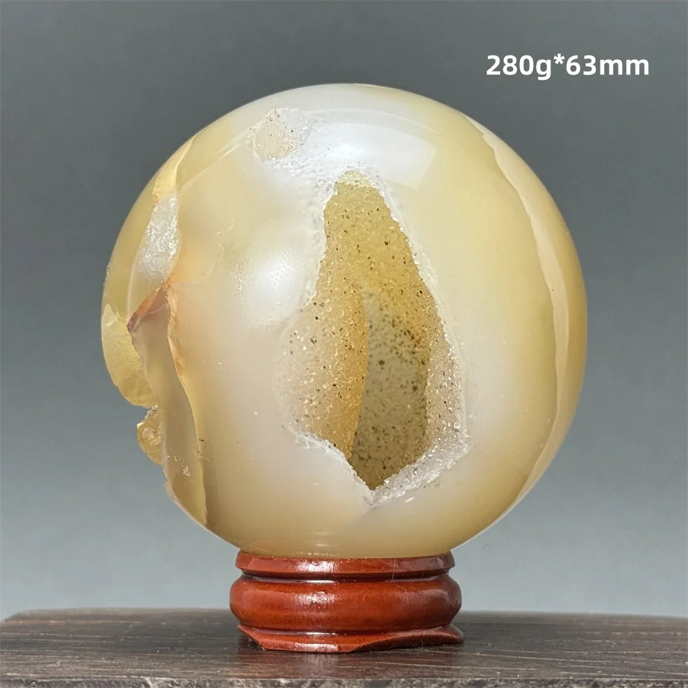 Natural Quartz Crystal Agate Open Mouth Smile Ball Treatment Reiki Witchcraft Meditation Spiritual Energy Home Decor