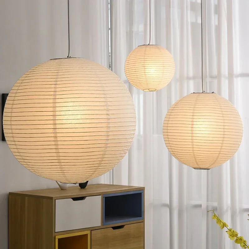 Japanese Style Minimalist Rice Paper Art Chandelier Restaurant Bedroom Hotel Tea Room Pendant Lamp Home Decor Lighting Fixtures