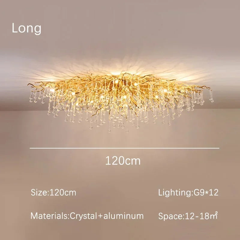 Luxury Gold Crystal Chandelier Modern Gold Ceiling Light for Dining Room Living Room Lobby Kitchen Home Decor