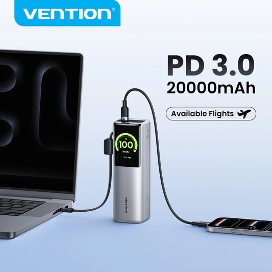 Vention CCC 20000mAh 165w Powerbank PD Fast Charge Portable 3C Certified Power Bank for Laptop MacBook External Battery Charger