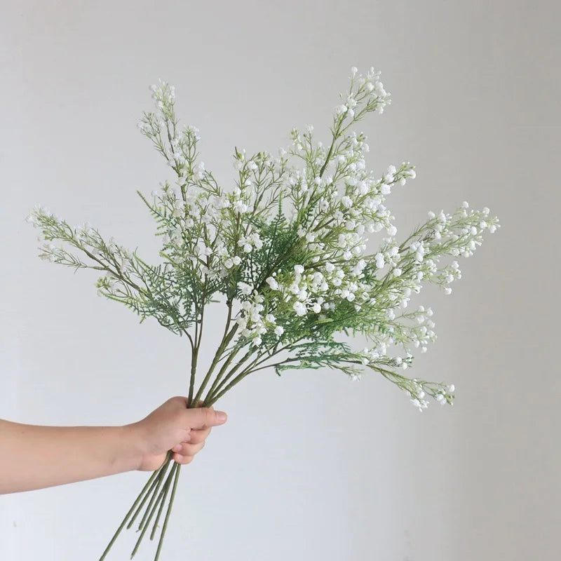 6Pcs Artificial Baby's Breath Gypsophila White Flowers Fake Floral Stems for Wedding Centerpieces Decoration Bouquet Home Decor