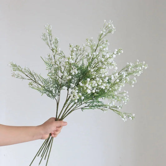6Pcs Artificial Baby's Breath Gypsophila White Flowers Fake Floral Stems for Wedding Centerpieces Decoration Bouquet Home Decor