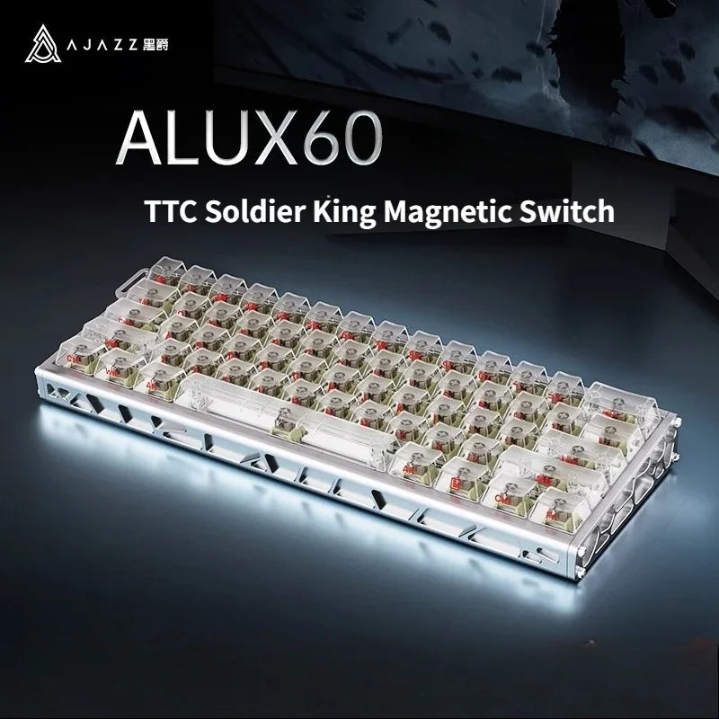 AJAZZ ALUX60 Aluminum Magnetic Mechanical Keyboard 0.125ms Latency RT 0.01mm 8K Rapid Trigger Gaming HotSwap Gamer Keyboard