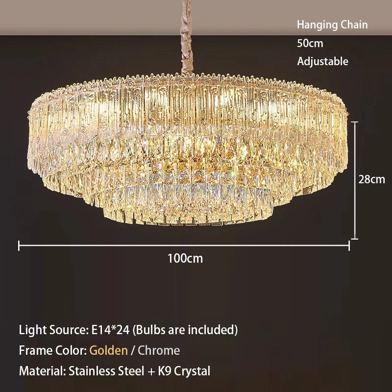 Crystal Rectangle Big Ceiling Lights LED Ceiling Chandelier Living Room Led Lamparas Para Techo Lighting for Lustre Home Decor