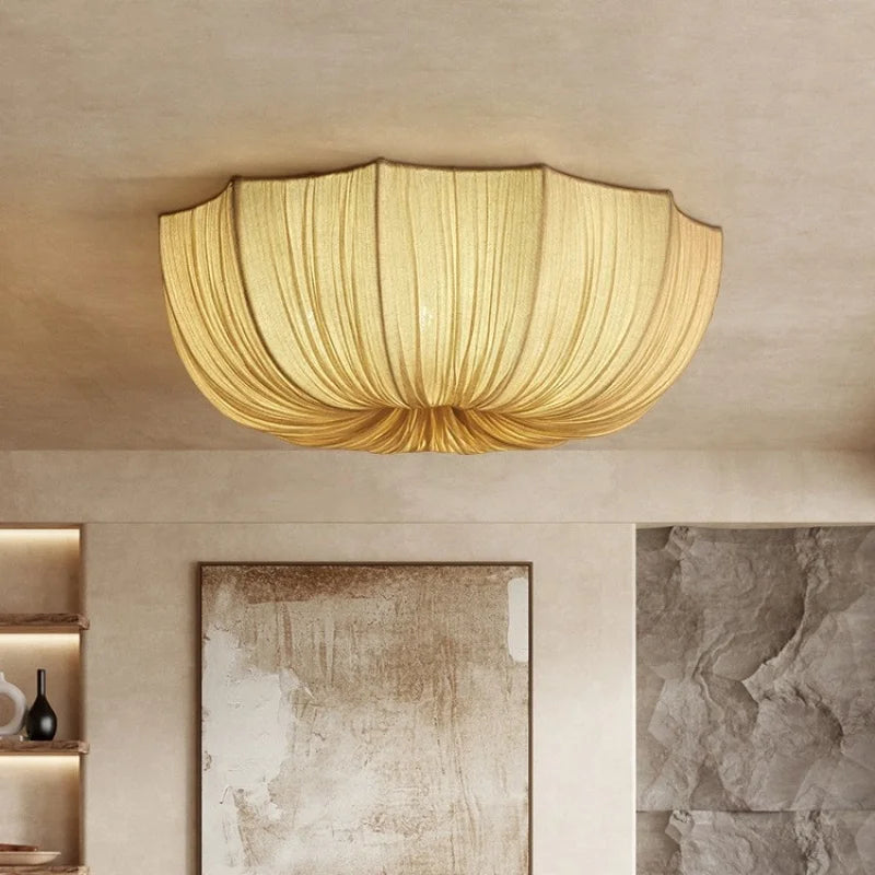 Japanese Wabi Sabi Restaurant Fabric Pendant Lamp Living Room Bedroom Kitchen Homestay High-end Chandelier Home Decor Lighting