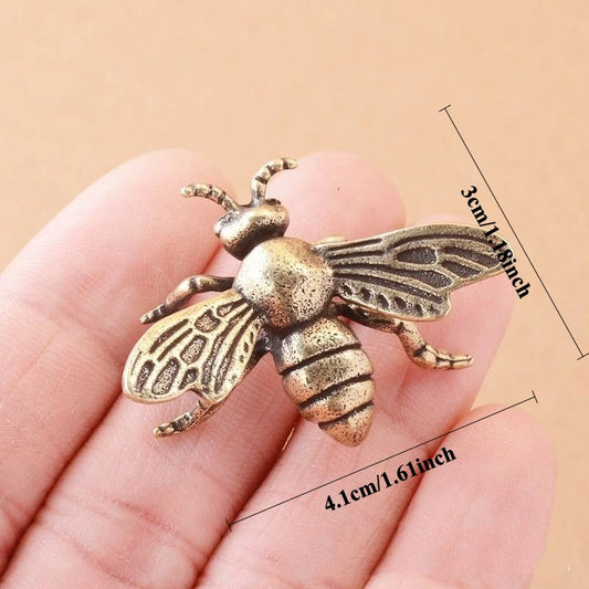 Vintage Brass Dragonfly Figurine Desktop Crafts Collection Tea Ceremony Figurine Miniature Animals Model Office Home Decor