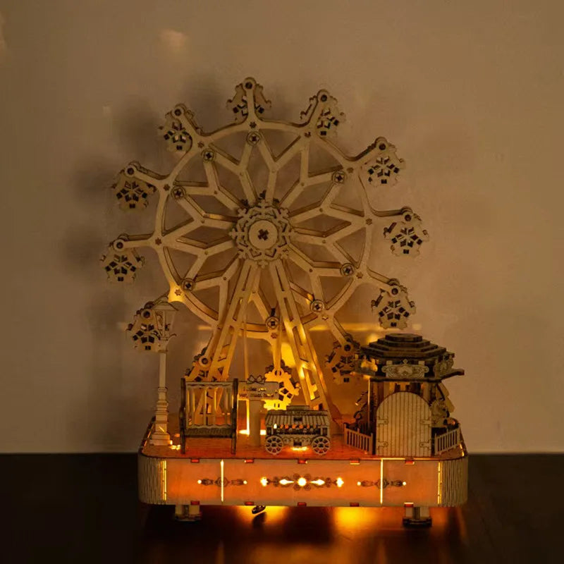 Wooden Ferris Wheel 3D Puzzle - DIY Creative Model, Home Decor, Holiday & Birthday Gift for Kids，Children's Model Puzzle