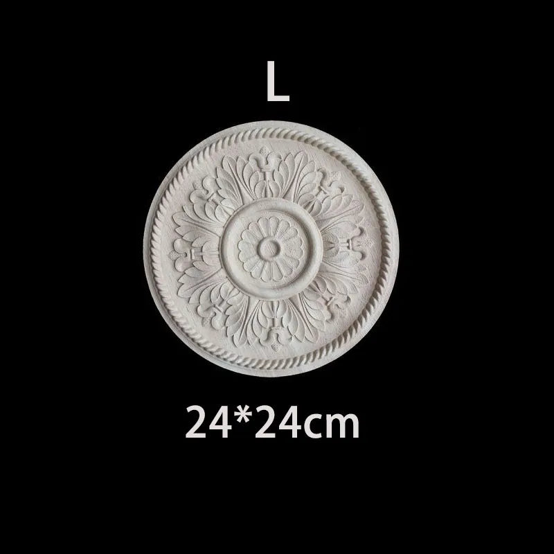 Wood Carving Onlay Applique Figurines Decor Living Room Furniture Decoration Unique Natural Floral Wood Carved Decal Home Decor