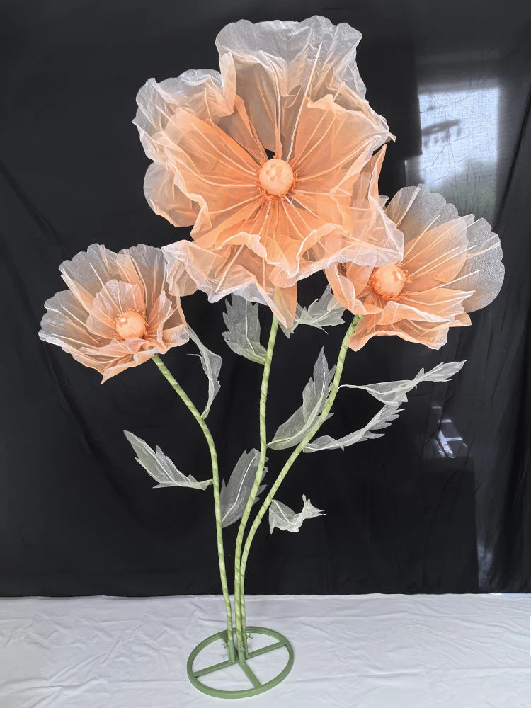 190cm Wedding Decor Props Artificial Flowers Road Lead Flower Silk Yarn Flower Poppy Window Display Garden Decoration Home Decor