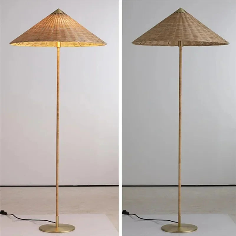 Denmark GUBI Handmade Rattan Woven Floor Lamp for Living Room Bedroom Home Decor Bedside Sofa Corner Standing Light Fixtures