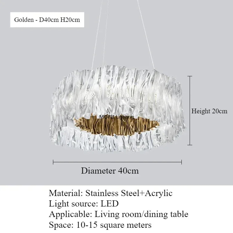 Italy Restaurant High-end Accordion LED Pendant Lights Personality Art for Living Room Chandelier Bedroom Home Decor Lamp Design