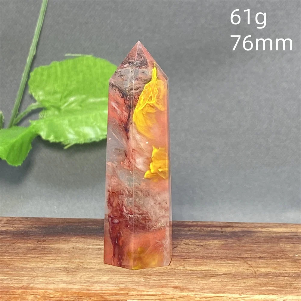 1PC Natural Tiger Skin Smelted Stone Crystal Tower Yellow Stripe Pyramid Obelisk Home Decor Gift