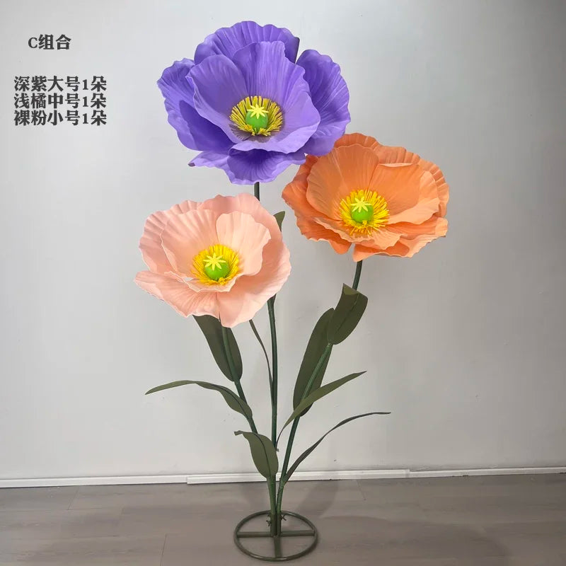 3PCS Large Paper Flowers Giant Artificial Flower Wedding Decoration Customized Artificial Flower Window Display Party Home Decor