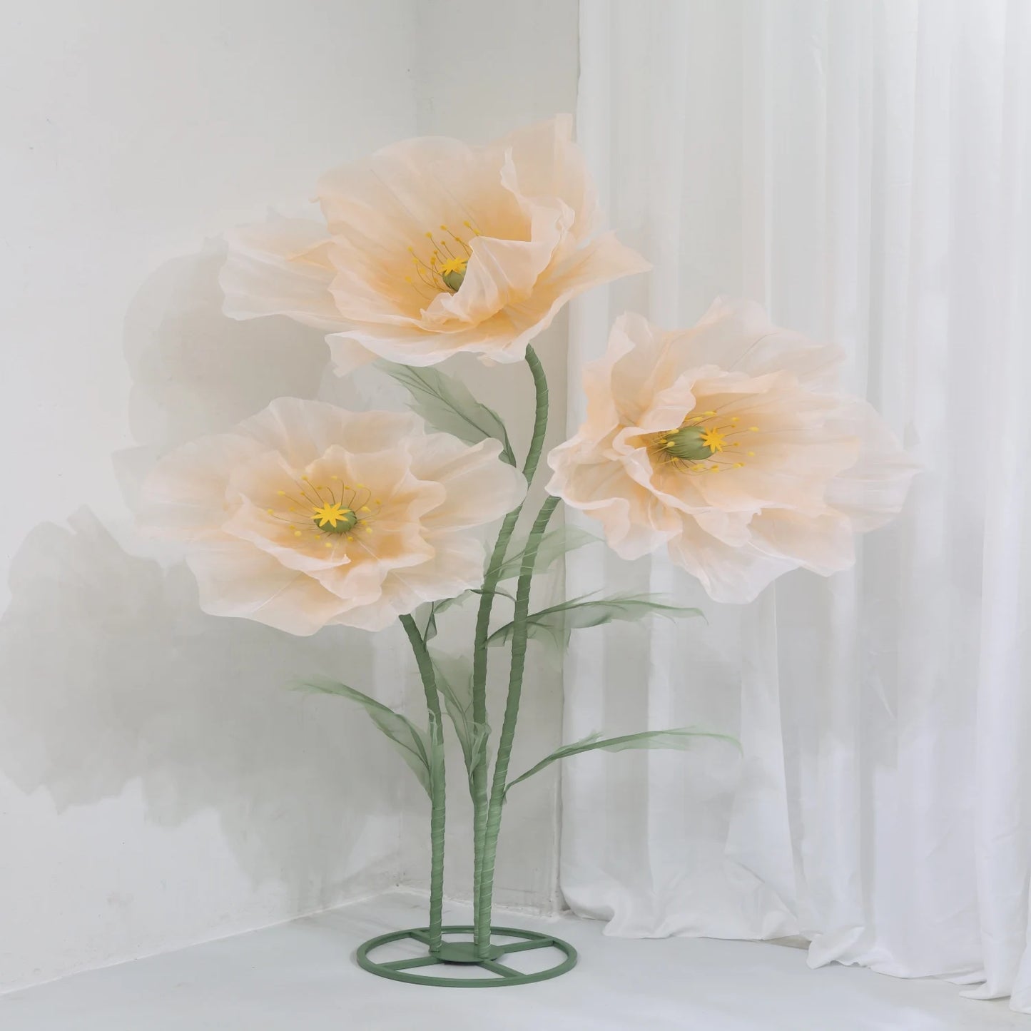 Waterproof Giant Silk Decorative Poppy Big Artificial Flowers Wedding Road Lead Flower Backdrop Decoration With Stand Home Decor