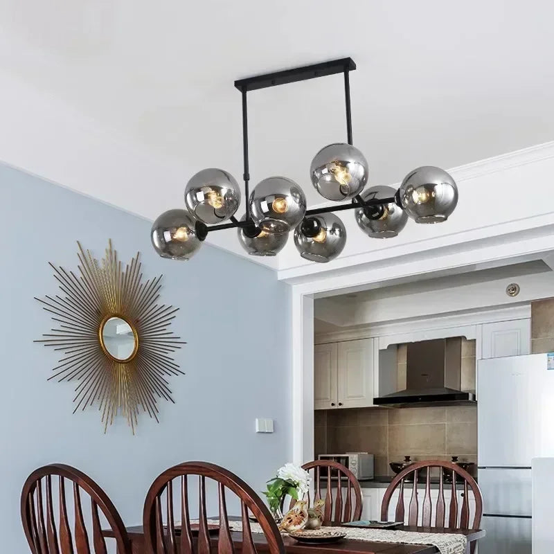 Grey Glass LED Pendant Lights For Living Room Chandeliers Island Bedroom Chandelier Home Decor Hanging Fixture