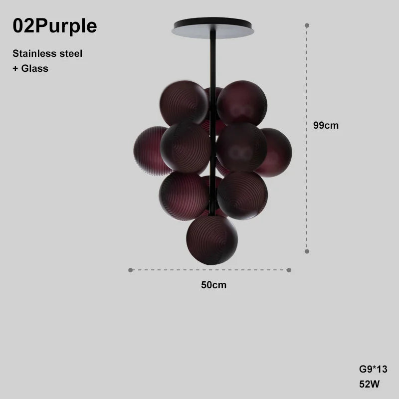 Simple Design Grape Lamp Series Personality Home Decor Elegant Creative Ripple Ball Lights Ceiling Chandelier For Living Room