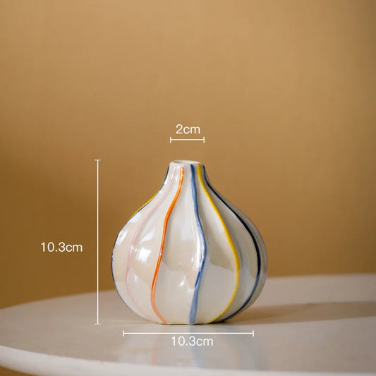 CAPIRON Colorful Stripe Ceramic Vase New Home Decor Centerpiece Mantel Living Room Decoration Flower Pot for Pampas Grass Flower