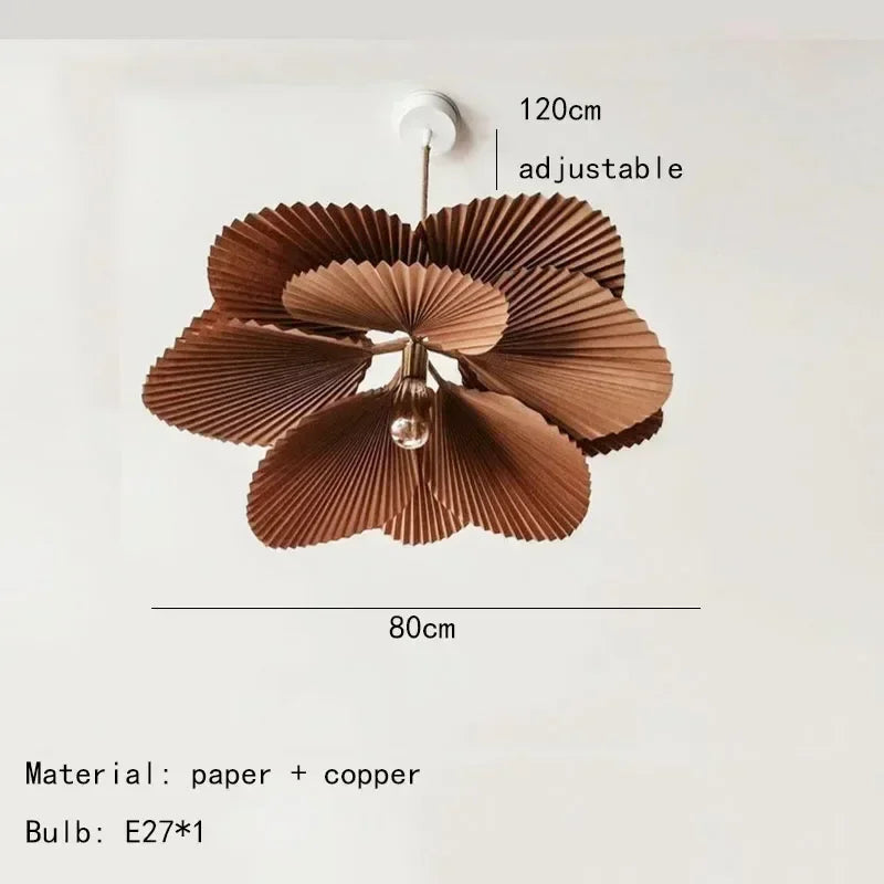 WinfordoFlower Leaf Shape Hanging Chandelier Light Paper Pendant Lamp for Restaurant Kitchen BedroomDining Room Home Decor