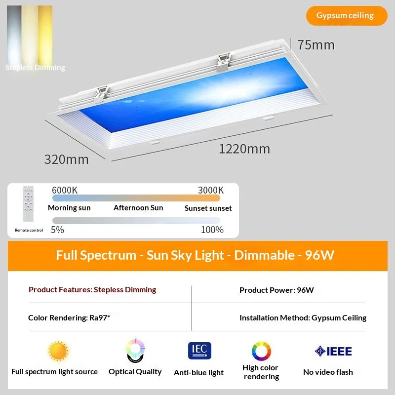 Modern Minimalist Recessed LED Sky Ceiling Light Sky Blue Simulation Sunlike Daylight Lamp for Kitchen Bathroom Home Decor
