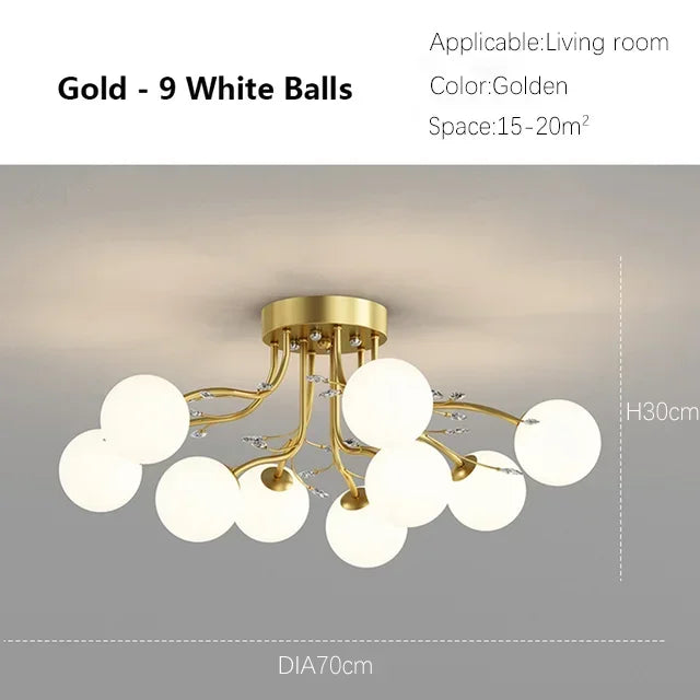 Creative Iron LED Ceiling ChandelierStarry Glass Lamp Living Dining Room bedroom kitchen Loft light Home Decor Stylish Luminaire