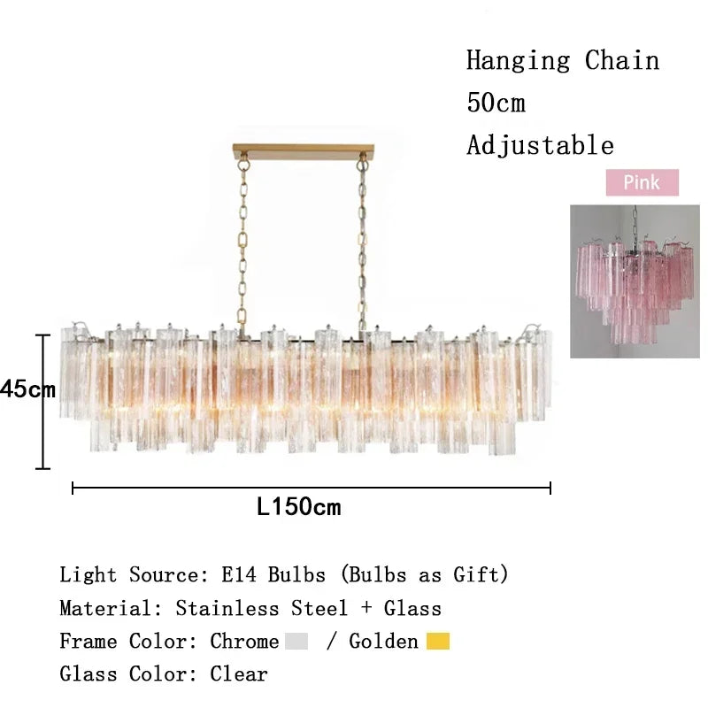 Luxury Italian Crystal Strips Murano Chandelier Customizable Ceiling Pendant Light for Villa Living Room High-End Home Decor
