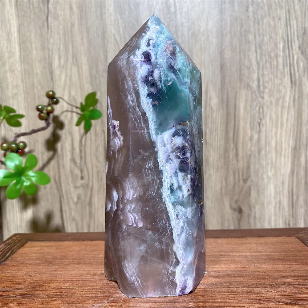Unique Large Natural Colourful Fluorite Tower Crystal Wand Reiki Healing Mineral Stones Crafts Home Decor Christmas Gifts