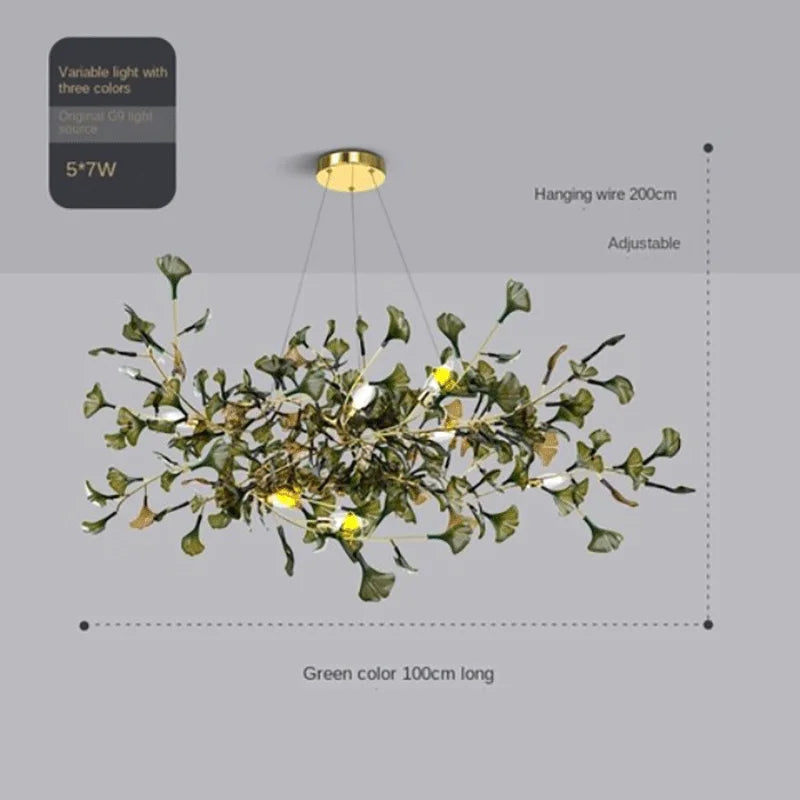 Custom Modern Ginkgo Chandelier - Luxury Glass Lighting for Dining Room, Living Room & Villa Home Decor
