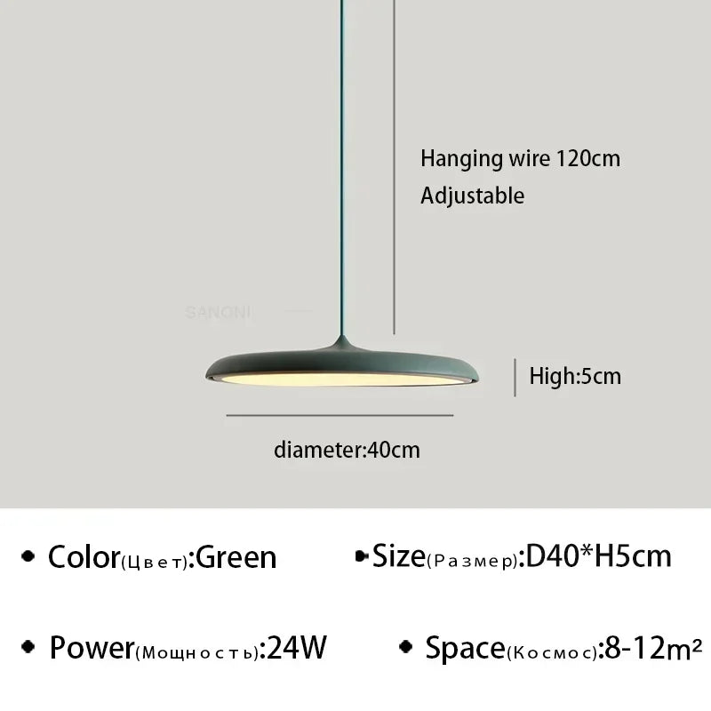 Modern Macaron UFO Led Pendant Lamp Restaurant Kitchen Hotel Table Living Room Round Indoor Chandelier Home Decor Hanging Lamp