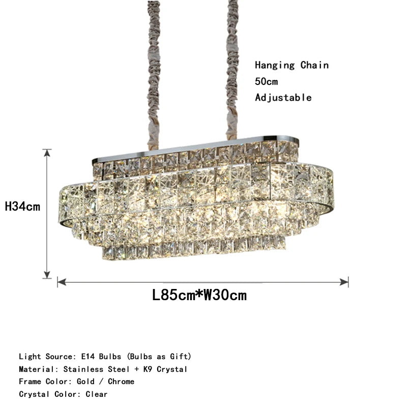 Crystal Ceiling Chandelier Modern Designer Home Decor Round Hanging Lamps for Living Room Golden / Chrome Stainless Steel Lustre