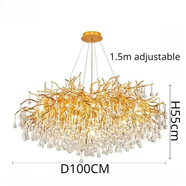 Luxury Gold Crystal Chandelier Modern Gold Ceiling Light for Dining Room Living Room Lobby Kitchen Home Decor