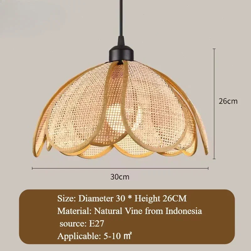 2025 Wabi Sabi Pendant Light Rattan Petal Woven Ceiling Chandelier Home Decor For Bedroom Living Room Dining Table Led Hanging L