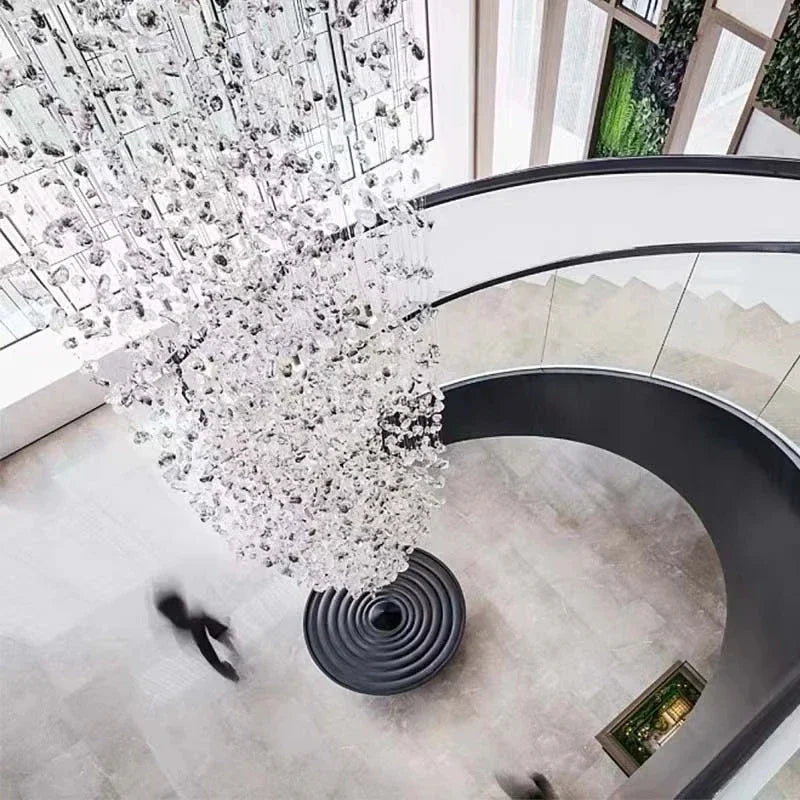 Crystal Stone Ceiling Chandelier Lighting Modern Stair Long LED Pendant Lamp for Room Home Decor Suspension Luminaire Hanglamp