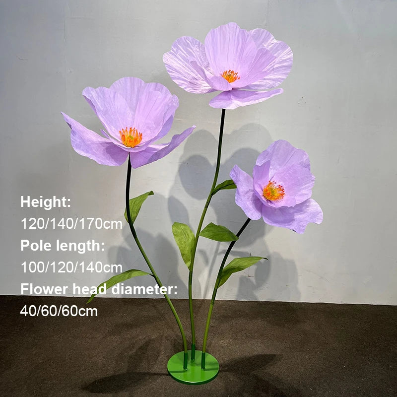 Wedding Artificial Flowers Paper Poppy Flower Wall Garden Decoration Photography Props Window Display Party Supplies Home Decor