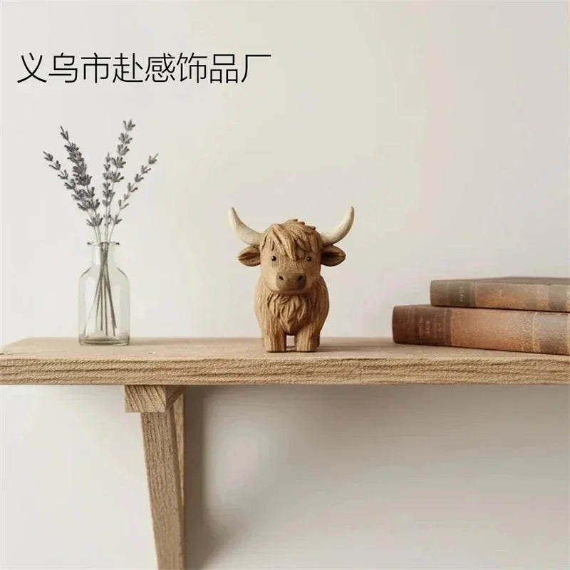 Highland Cow Statue Rustic Sculpture Table Centerpiece For Home Decor For Animal Lovers Christmas Birthday Gift