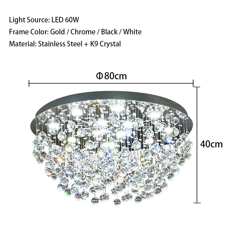 Modern Crystal Ball Ceiling Lights Surface Mounted LED Lamps Lighting Fixture for Living Room Lustres Home Decor Lampara Techo