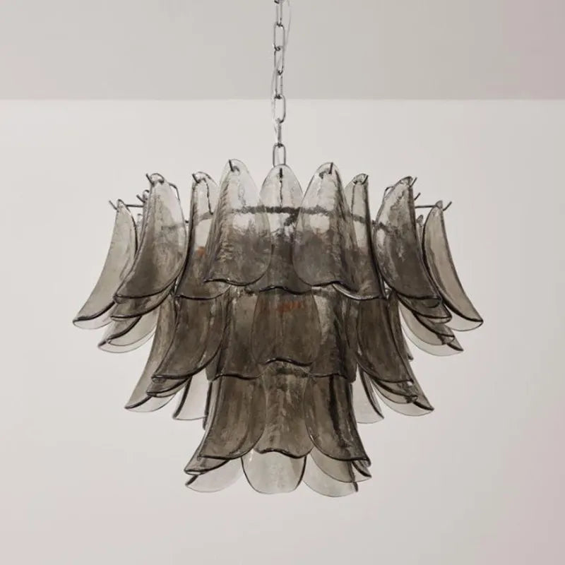 Franch Murano Gray Glass Artistic Shell Design Indoor LED Chandelier Lamps for Bedroom Living Dining Room Home Decor Lighting