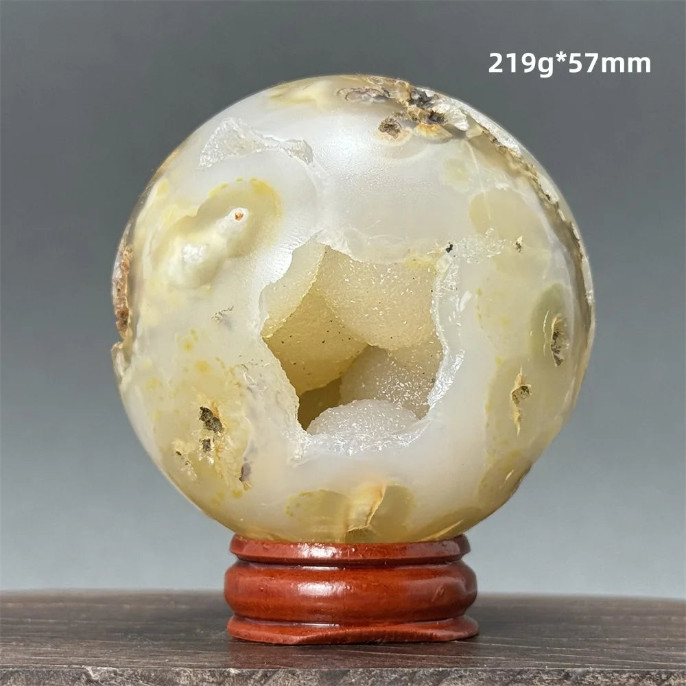 Natural Quartz Crystal Agate Open Mouth Smile Ball Treatment Reiki Witchcraft Meditation Spiritual Energy Home Decor