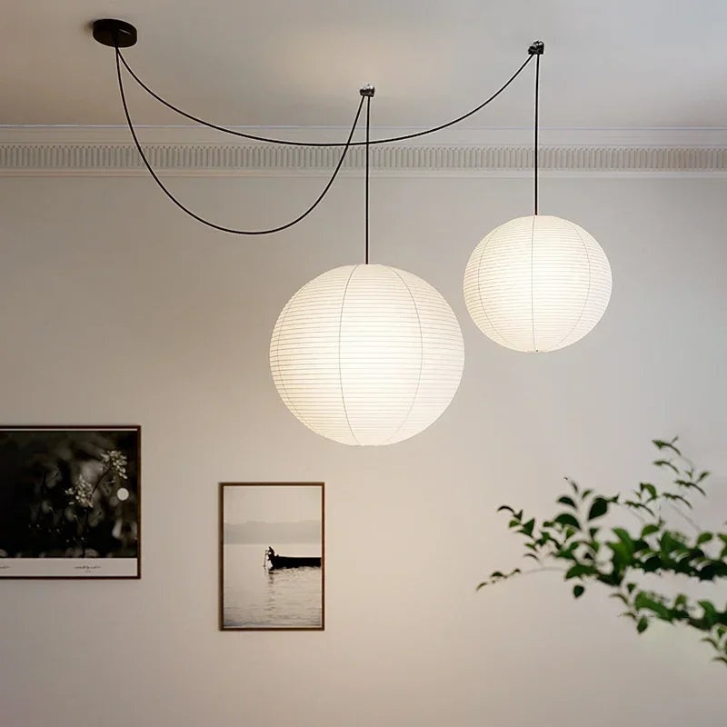 Japanese Style Minimalist Rice Paper Art Chandelier Restaurant Bedroom Hotel Tea Room Pendant Lamp Home Decor Lighting Fixtures