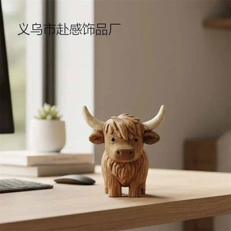 Highland Cow Statue Rustic Sculpture Table Centerpiece For Home Decor For Animal Lovers Christmas Birthday Gift