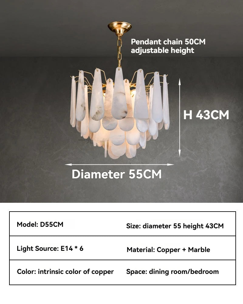 Brass Marble Chandelier Wall Lamp Modern American Style Dimmable Pendant Light for Living Room Bedroom Hotel Villa Home Decor