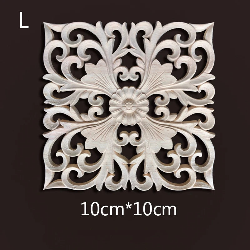 Wood Carving Onlays Appliques Decoration for Home Wood Decals for Furniture Wood Flower Crafting Wood Floral Home Decor Items