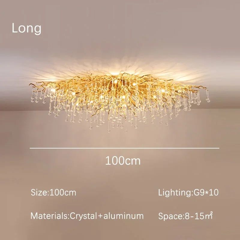Luxury Gold Crystal Chandelier Modern Gold Ceiling Light for Dining Room Living Room Lobby Kitchen Home Decor