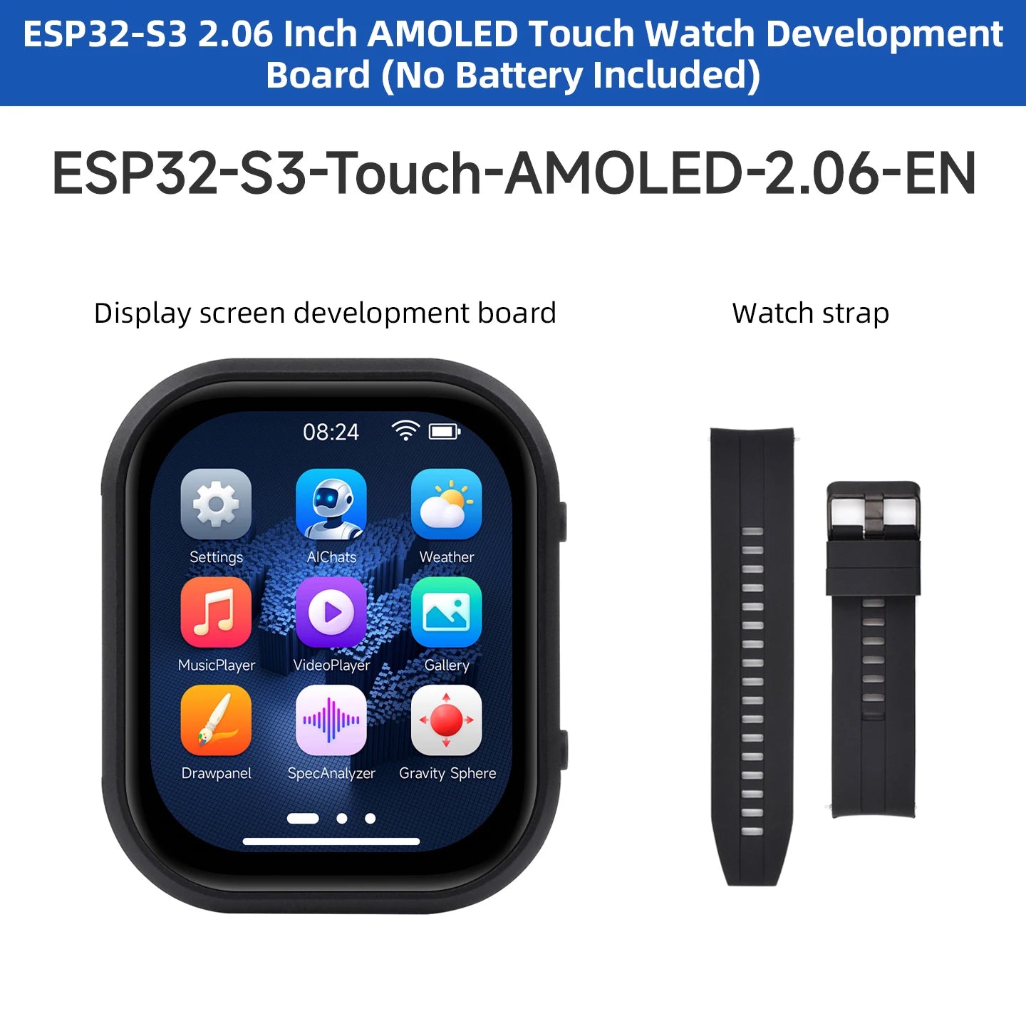 DeepSeek AI Voice Chat Robot ESP32-S3 2.06 Inch Development Board AMOLED Watch Touch 410x502 QSPI Display Support WiFi BLE 5