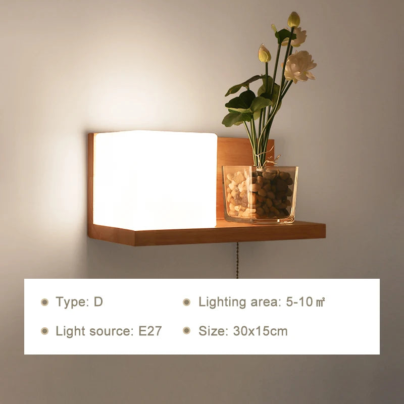 Modern LED Wall Lamps Wooden Lights Bedroom Bedside Stairs Corridor Interior Mounted Lighting Sconce Home Decor Light Fixtures