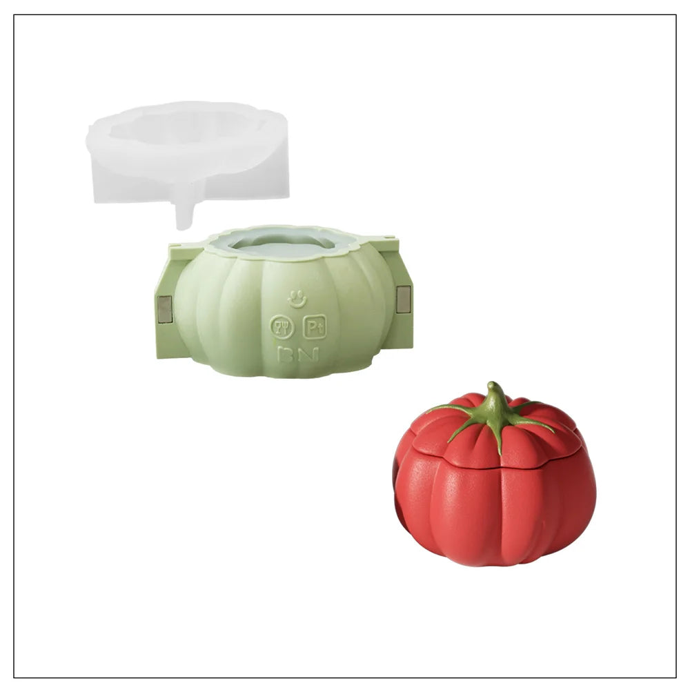 Freshly Picked Tomato Candle Jar Silicone Mould Handmade Candle Vessel Moulds for Concrete Gypsum Jesmonite Home Decor