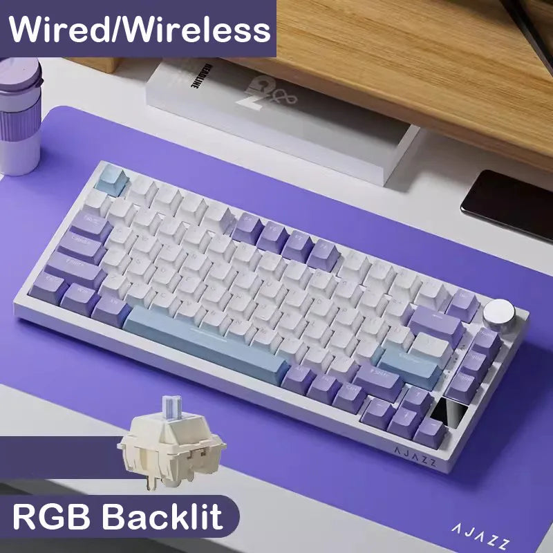 AJAZZ AK820 Wireless Gaming Mechanical Keyboard Hot Swap,75% Layout,Swappable Switch,Tri-mode Connectivity Esport Game Keyboard
